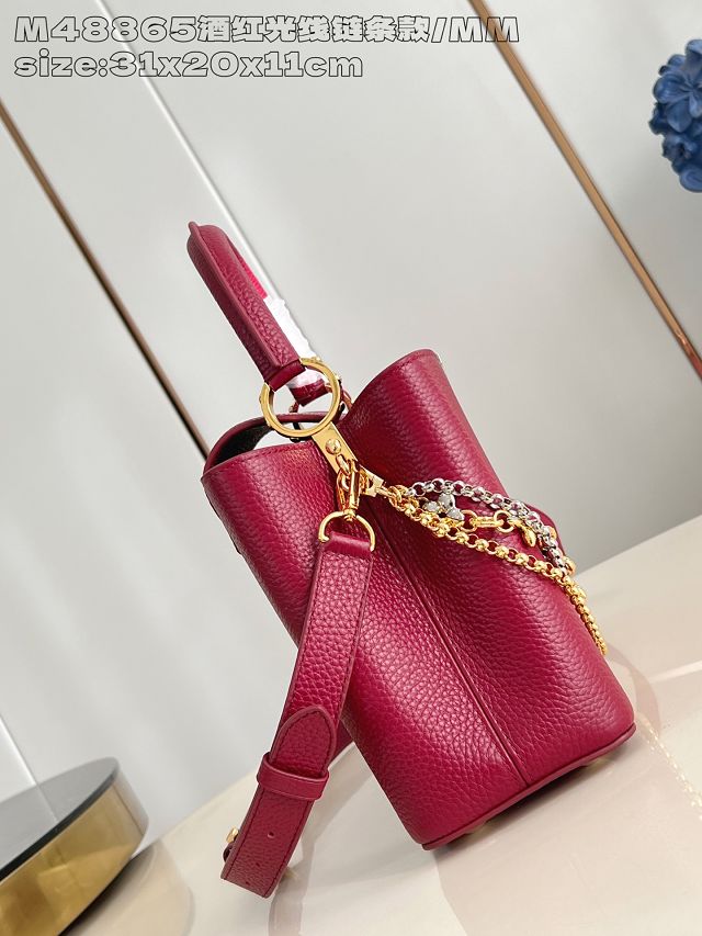Louis vuitton original calfskin capucines MM handbag M27035 wine