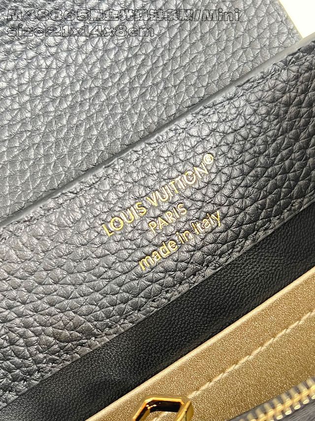 Louis vuitton original calfskin capucines mini handbag M26351 black