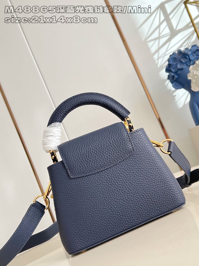 Louis vuitton original calfskin capucines mini handbag M26351 blue