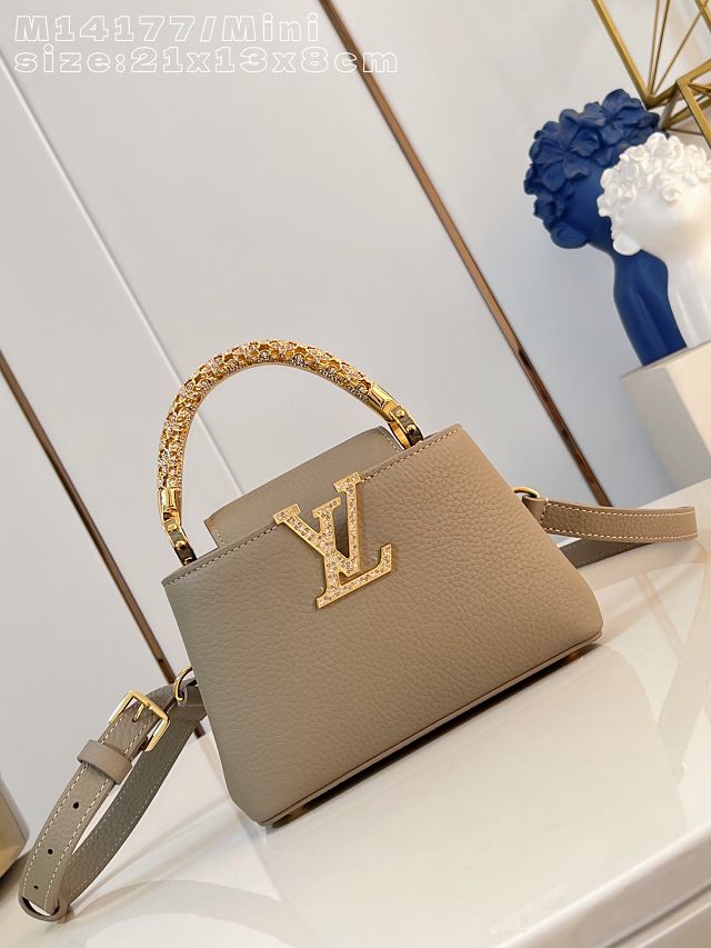 Louis vuitton original calfskin capucines mini handbag M13737 grey