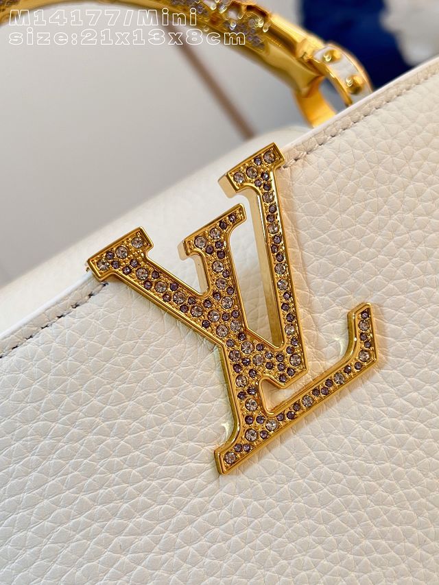 Louis vuitton original calfskin capucines mini handbag M13737 white