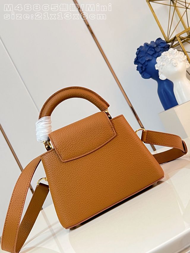 Louis vuitton original calfskin capucines mini handbag M22606 caramel