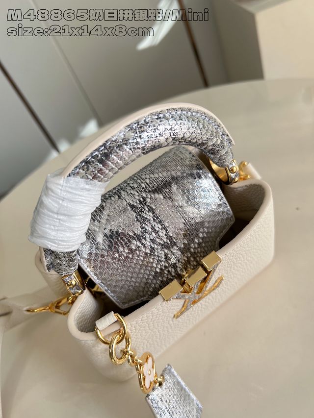 Louis vuitton original calfskin capucines mini handbag N85517 creme