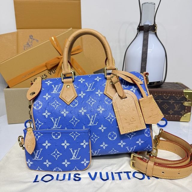 Louis vuitton original ostrich calfskin speedy P9 25 N13912 blue