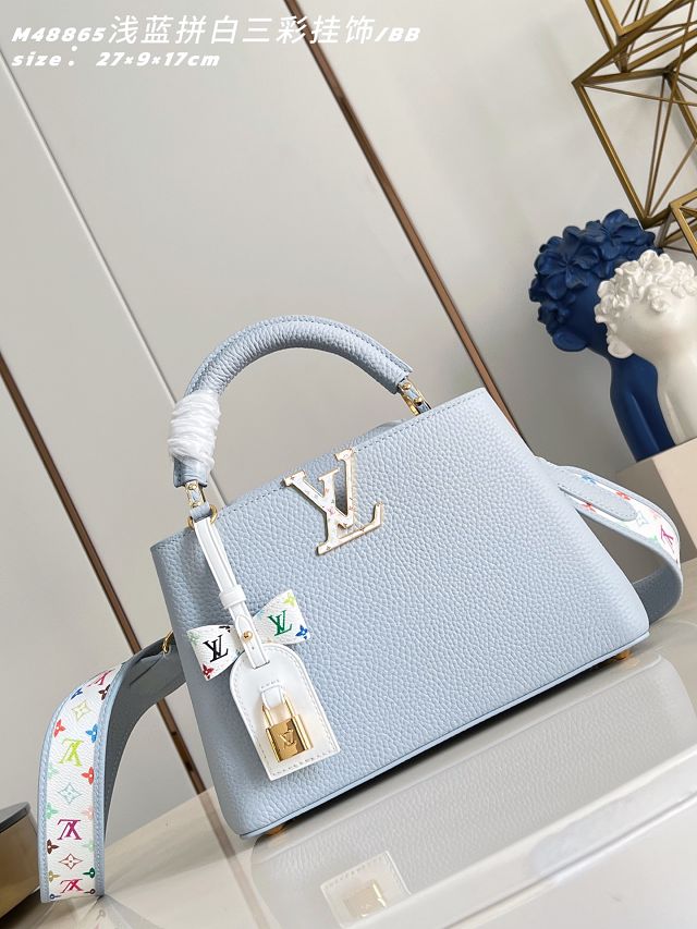 Louis vuitton original calfskin capucines BB handbag M28328 light blue