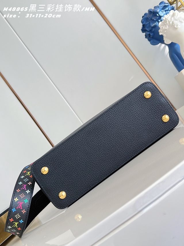 Louis vuitton original calfskin capucines MM handbag M59227 black