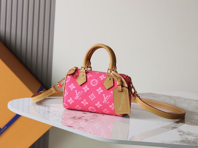 Louis vuitton original monogram canvas nano speedy M28322 rose pink