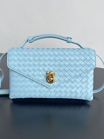 BV original lambskin knot lock bag 817191 light blue