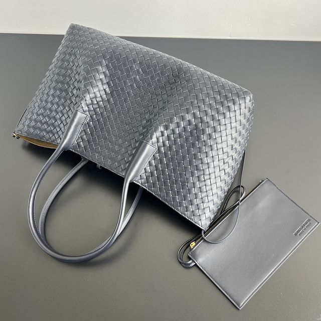 BV original calfskin large pinacoteca tote bag 817166 deep blue