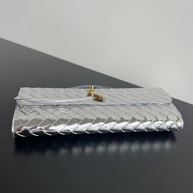 BV original patent leather andiamo long clutch 741511 silver