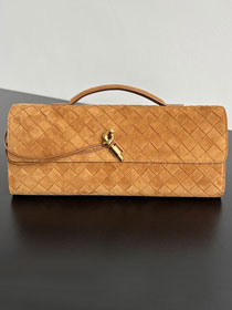BV original suede calfskin andiamo long clutch 741511 amber