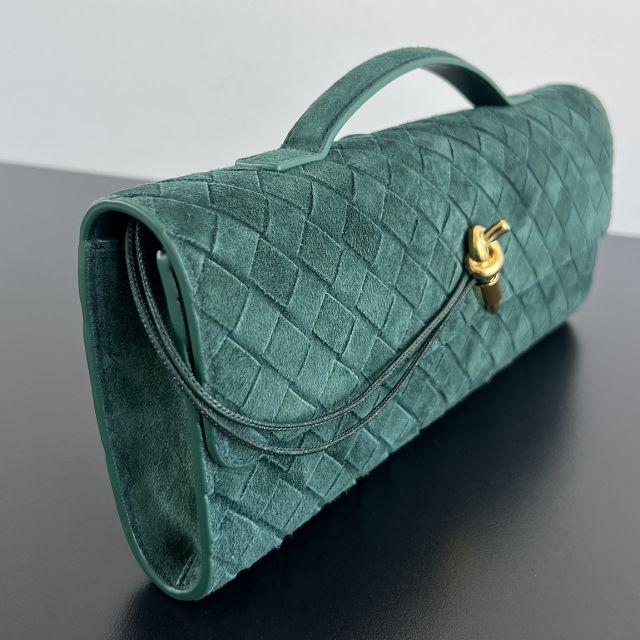 BV original suede calfskin andiamo long clutch 741511 emerald green