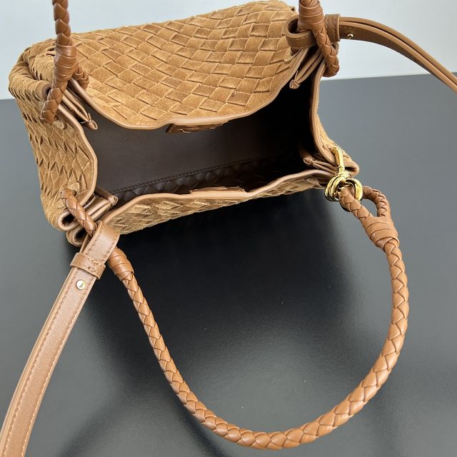 BV original suede medium parachute shoulder bag 835921 amber