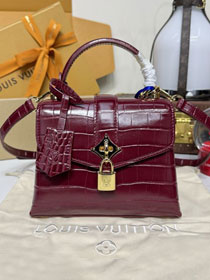 Louis vuitton original crocodile calfskin rose des vents mini handbag n84713 bordeaux