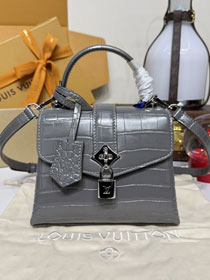 Louis vuitton original crocodile calfskin rose des vents mini handbag n84713 grey