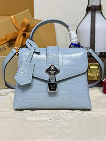 Louis vuitton original crocodile calfskin rose des vents mini handbag n84713 light blue