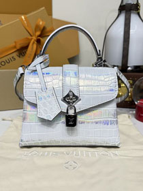 Louis vuitton original crocodile calfskin rose des vents mini handbag n84713 silver