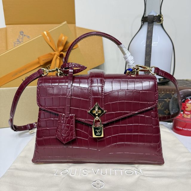 Louis vuitton original crocodile calfskin rose des vents pm handbag N84714 bordeaux