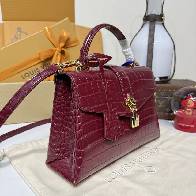 Louis vuitton original crocodile calfskin rose des vents pm handbag N84714 bordeaux