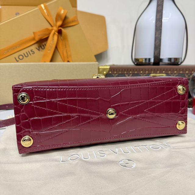 Louis vuitton original crocodile calfskin rose des vents pm handbag N84714 bordeaux