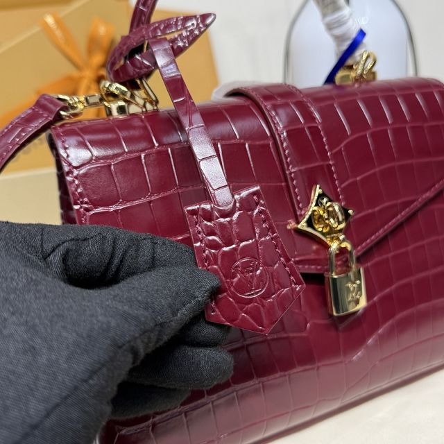 Louis vuitton original crocodile calfskin rose des vents pm handbag N84714 bordeaux