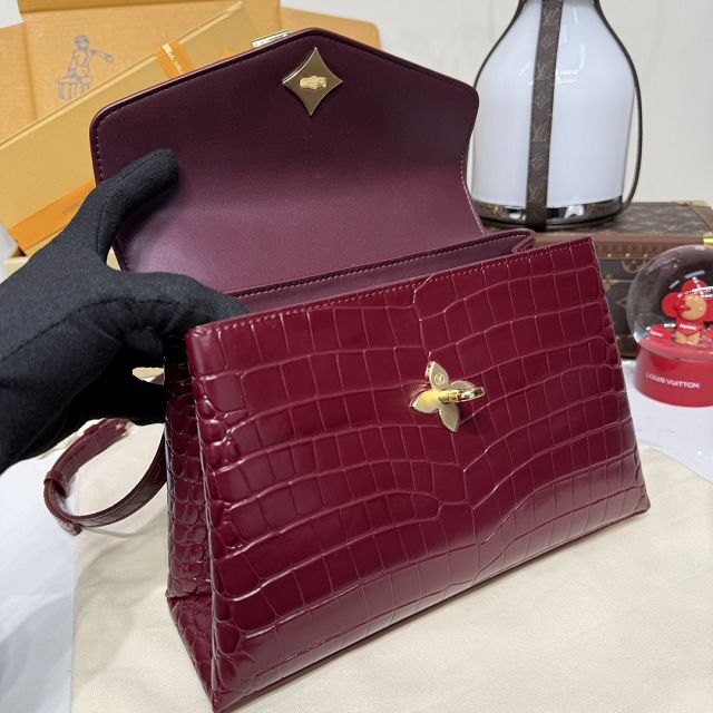 Louis vuitton original crocodile calfskin rose des vents pm handbag N84714 bordeaux