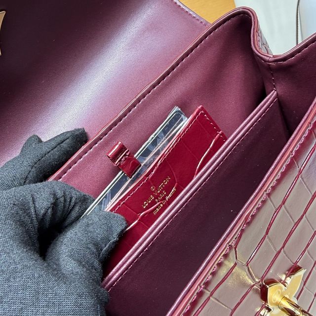 Louis vuitton original crocodile calfskin rose des vents pm handbag N84714 bordeaux