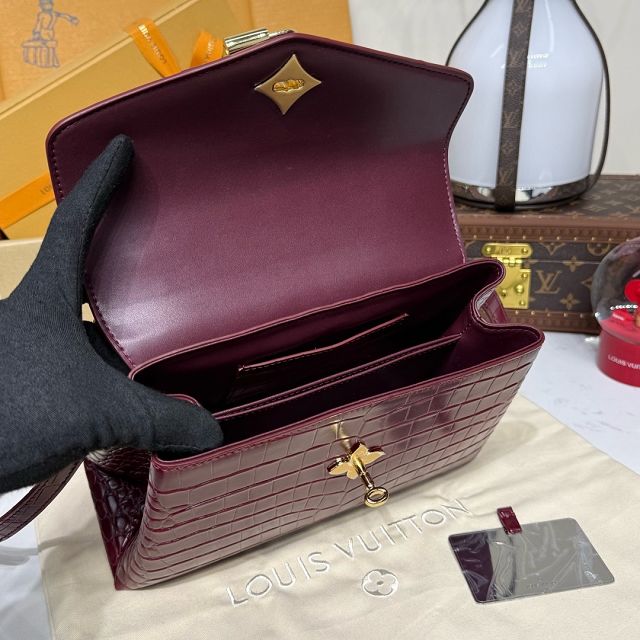 Louis vuitton original crocodile calfskin rose des vents pm handbag N84714 bordeaux