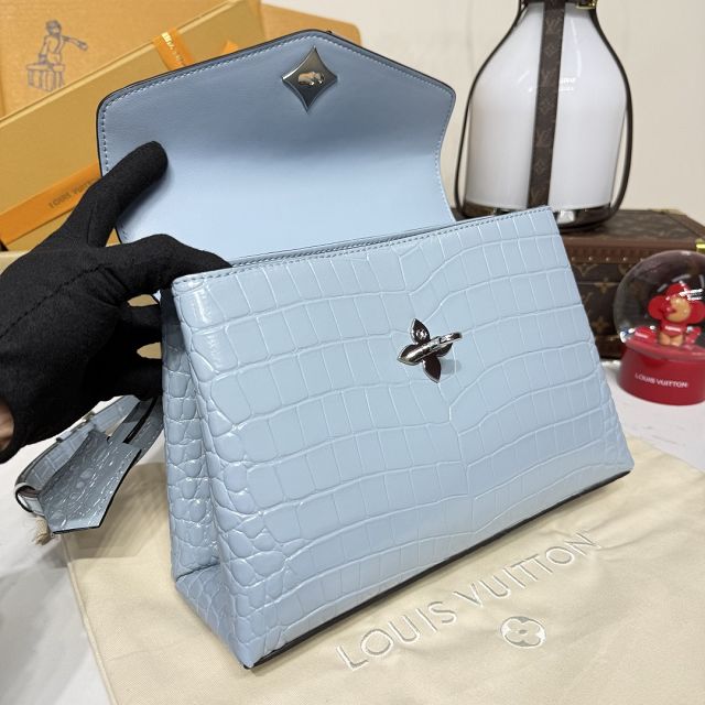 Louis vuitton original crocodile calfskin rose des vents pm handbag N84714 light blue