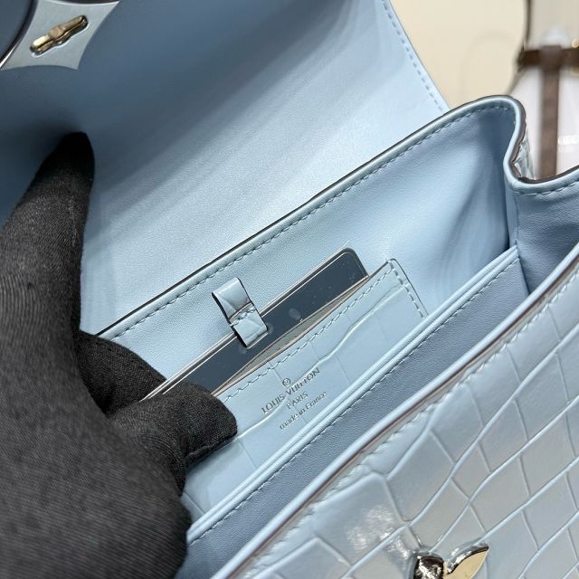 Louis vuitton original crocodile calfskin rose des vents pm handbag N84714 light blue