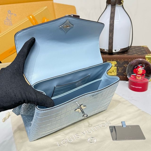 Louis vuitton original crocodile calfskin rose des vents pm handbag N84714 light blue
