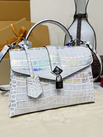 Louis vuitton original crocodile calfskin rose des vents pm handbag N84714 silver