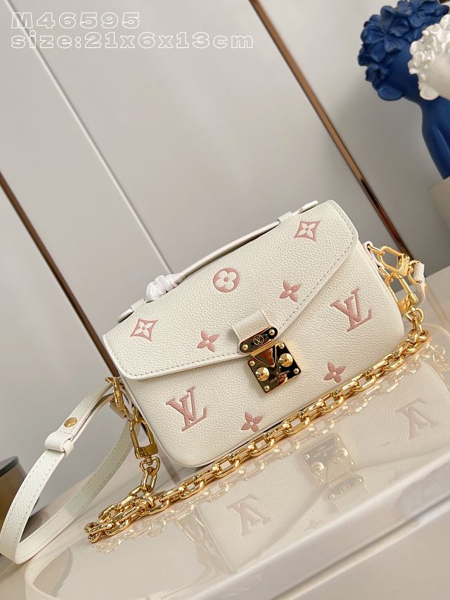 Louis vuitton original calfskin pochette metis east west handbag M27575 milky 