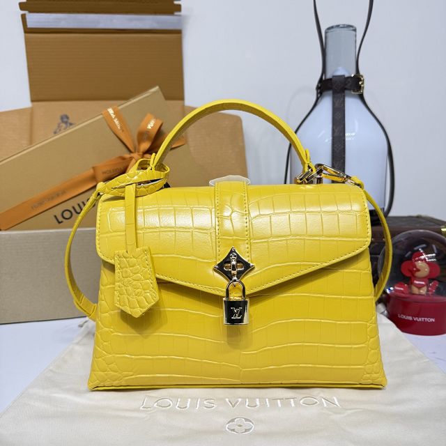 Louis vuitton original crocodile calfskin rose des vents pm handbag N84714 yellow