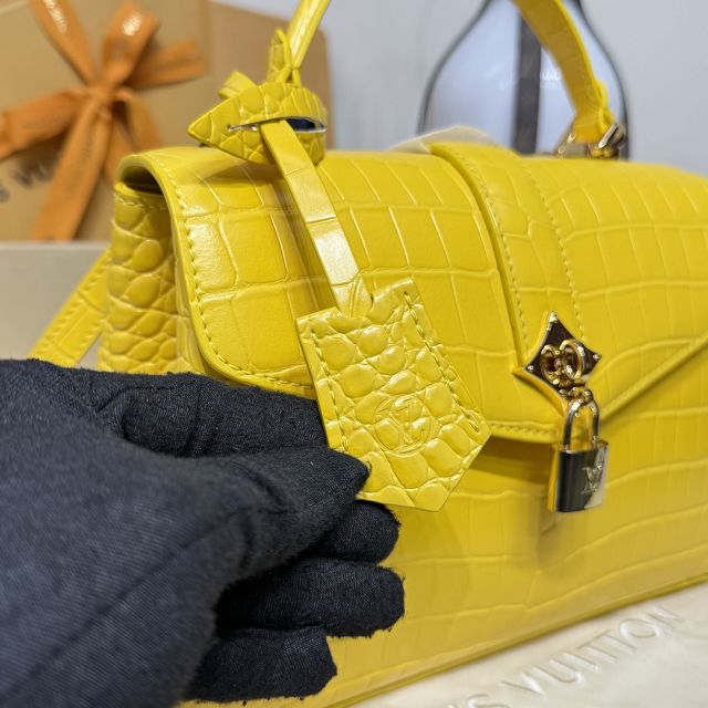 Louis vuitton original crocodile calfskin rose des vents pm handbag N84714 yellow