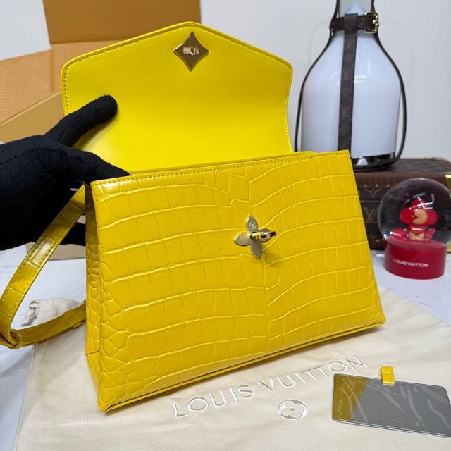 Louis vuitton original crocodile calfskin rose des vents pm handbag N84714 yellow