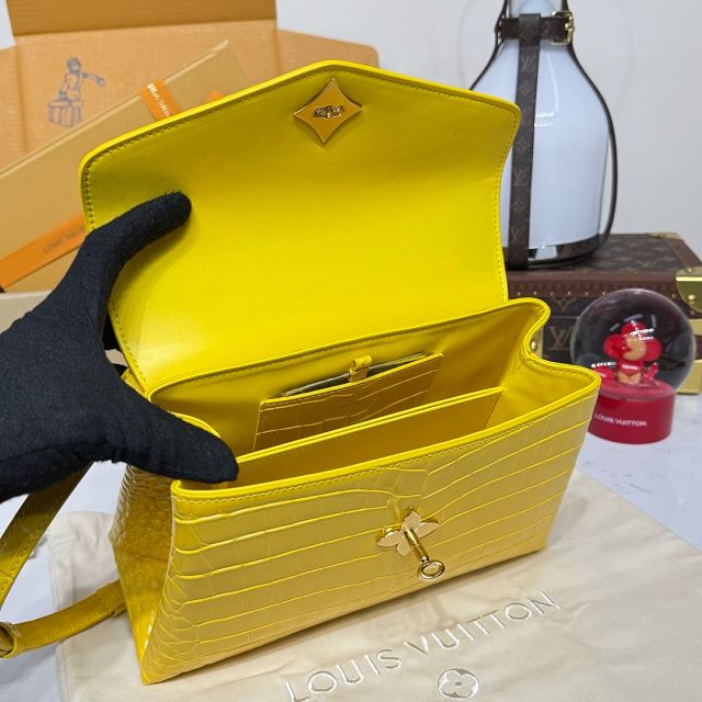 Louis vuitton original crocodile calfskin rose des vents pm handbag N84714 yellow