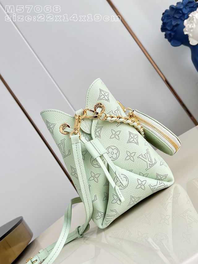 Louis vuitton original mahina leather bella bucket bag M27377 light green