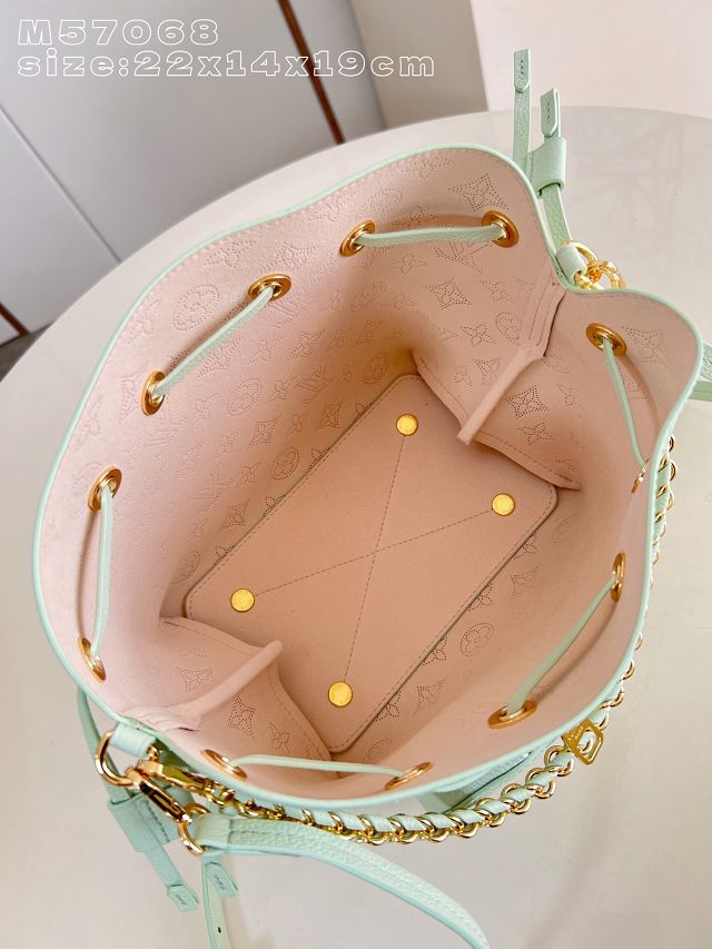 Louis vuitton original mahina leather bella bucket bag M27377 light green