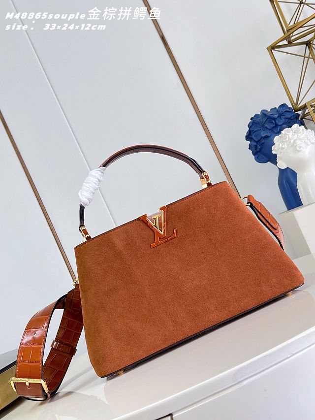 Louis vuitton original suede capucines MM souple M14979 brown