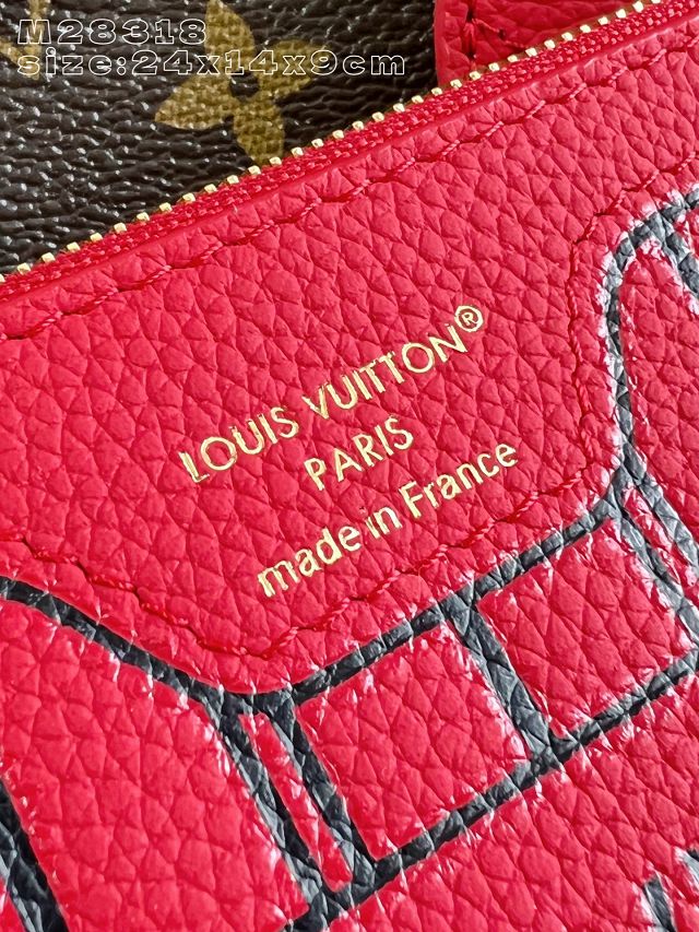 Louis vuitton original calfskin&canvas neverfull Inside out BB M28318 red