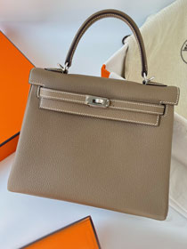 Hermes original togo leather kelly 32 bag K32-1 grey etoupe
