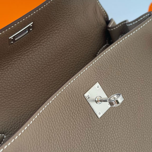 Hermes original togo leather kelly 25 bag K25 grey etoupe