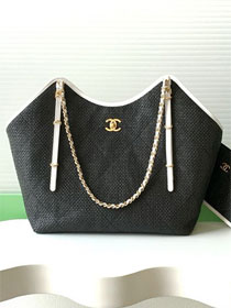 CC original raffia maxi shopping bag AS5463 black