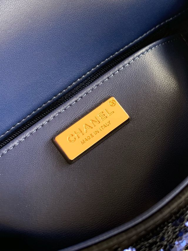 CC original sequins mini flap bag AS4561 blue