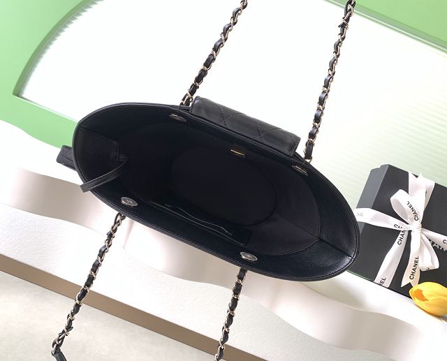 CC original straw small tote bag AS5951 beige&black