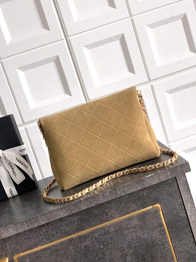 CC original suede calfskin small handbag AS5895 apricot