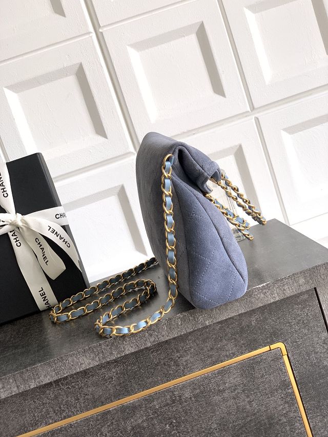 CC original suede calfskin small handbag AS5895 light blue