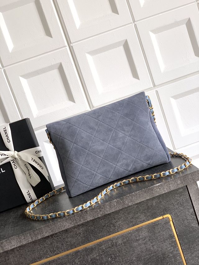 CC original suede calfskin small handbag AS5895 light blue