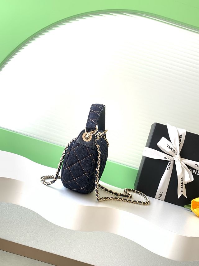 CC original denim clutch with chain AP5094 dark blue